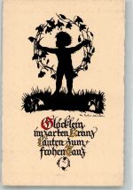 Scherenschnitt Glöcklein im zarten Kranz läuten zum frohen Tanz Meissner u. Buch Nr. 3287 Sachse-Schubert, M. Künstlerkarte