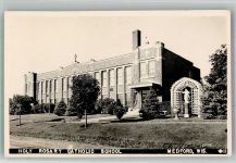 Madison WI 1949 Foto AK Holy Rosary Kath. Schule Medford