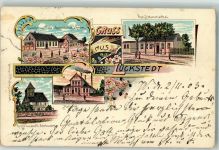 39606 O3541 Lückstedt 1903 Lithographie Post Molkerei Kirche 15. Jahrhd. Gasthaus Kersten