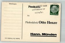 34346 W3510 Hann. Münden 1939 - Geschäftskorrespondenz Pfeifenfabrik Otto Henze