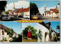 7072 Mörbisch am See Foto AK Auto Denkmal Störche Arkadenhof