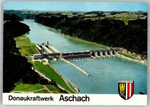 4082 Aschach an der Donau Foto AK Fliegeraufnahme Donaukraftwerk