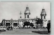 Lima 1958 Foto AK Auto Kirche Kathedrale
