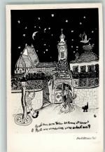 7071 Rust Mondschein Humor Schwarzer Kater Gasthaus