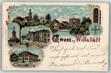 77731 W7608 Willstätt 1898 Lithographie Kriegerdenkmal Gasthaus zum Engel Kunstmühle Wappen