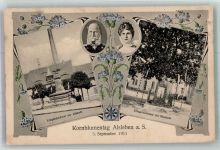 O4342 Alsleben Kornblumentag , Kriegerdenkmal der Altstadt Adel Sachsen Blumentag 1911
