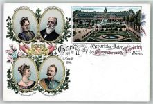 W7570 Baden-Baden 70. Geburtstag des Großherzog Friedrich Adel Baden Lithographie / Künstlerkarte