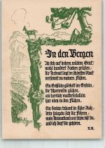 sign. Ruegg Ernst Alb. In den Bergen Gedicht Ziege Künstlerkarte