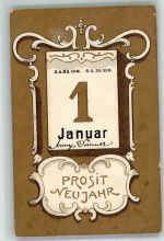 Neujahr Kalenderblatt 1. Januar Jugendstil Golddruck Kalender 1903 Prägedruck