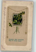 Glückwünsche Jugendstil Feldpost WK I 6. Bayer. Inf.-Div. Glückskleeblatt 1915 Prägedruck
