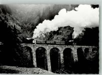 Eisenerz Dampflokomotiven der Erzbergbahn 197.302 und 97.201 auf dem Weiritzgrabenviadukt Fotograf Hübel Zahnradbahn Foto AK