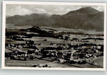 83236 W8212 Übersee 1937 Foto AK Fliegeraufnahme des Ortes mit Kirche St. Nikolaus