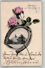 06667 O4850 Weißenfels , Saale 1907 Lithographie Schloss Hufeisen Rosen