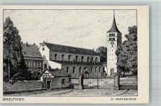 71063 W7032 Sindelfingen Radierung Kirche St. Martin