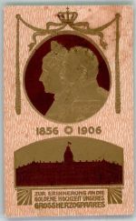 W7500 Karlsruhe , Baden Goldene Hochzeit des Großherzogpaares Golddruck Adel Baden 1906 Prägedruck