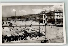 34100 Trieste / Triest / Trst 1938 Foto AK Omnibus Gasthaus Denkmal Säule Piazza Unita