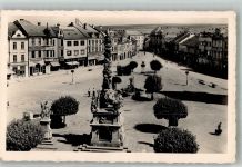 Vyskov Wischau 1932 Foto AK Denkmal Säule Geschäft Masarykovo namesti