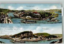 Decin Tetschen-Bodenbach 1911 Foto AK Elbe Raddampfer Panorama