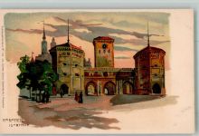 W8000 München Isartor Straßenbahn Künstlerpostkarte No. 1151 Zieher Ottmar Lithographie