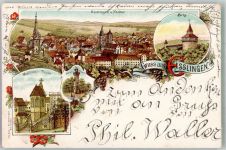 73728 W7300 Esslingen am Neckar Lithographie Burg Esslingen Maillen-Turm Kernen-Turm