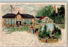 35390 W6300 Gießen , Lahn 1900 Lithographie Philosophenwald Gasthaus zum Philosophenwald