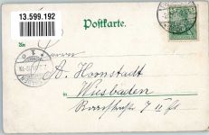 60308 W6000 Frankfurt am Main 1901 Lithographie Gasthaus Pfungstätter-Bierhalle Goldene Medaille Kaiserdom Mainbrücke