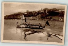 88709 W7758 Meersburg , Bodensee Gebrauchsspuren Raddampfer Foto AK