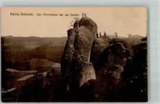 01847 O8351 Bastei 1922 - Gesteinsformation Der Mönchstein Bergsteiger