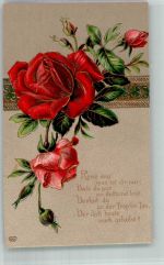 Rosenzweig mit roten Blüten E.A.S. Rose Prägedruck