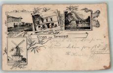 27412 W2733 Tarmstedt 1908 Gebrauchsspuren Bahnhof Geschäft Lange Nieders. Bauernhaus Windmühle Bahnpost Bremen-Tarmstedt Zug 2