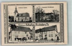 99636 O5231 Schafau 1912 - St. Martin-Kirche Gemeinde-Steinbruch Gasthaus zur Linde