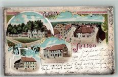 06917 O7940 Jessen Elster 1899 Lithographie Hotel Stadt Berlin Gasthaus Schützenhaus Geschäft Franziskus