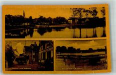 W7587 Greffern , Baden Panorama des Ortes mit Schule Rathaus und Rheinbrücke Verlag Kurt Görtz 1849 Stadt mit Hakenkreuz Foto AK