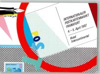 W6000 Frankfurt am Main Eintrittskarte Internationaler Postkartenmarkt Hotel Intercontinental Ausstellung 1987 Werbe AK