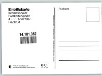 W6000 Frankfurt am Main Eintrittskarte Internationaler Postkartenmarkt Hotel Intercontinental Ausstellung 1987 Werbe AK