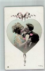 Verliebtes Paar in einem Herzen Poesie / Liebe Haarmode 1916