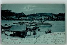 56068 W5400 Koblenz am Rhein 1899 Mondschein Burg Ehrenbreitstein Dampfer