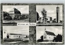 73249 W7314 Wernau (Neckar) - Schloß kath. Kirche Großwäscherei Rathaus