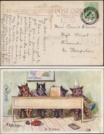 Katzen in der Schule, Nr. 454 C.,sign. Louis Wain Wain, Louis 1905