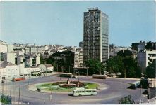 1966 - Belgrad: Ansicht, Hotel Slavda, Busse, Denkmal AKU1