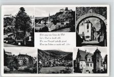 97956 W6977 Gamburg , Tauber 1956 Foto AK Kirche Schloß Teilansichten
