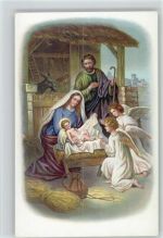 Stall vom Bethlehem Engel wachen AK Krippe