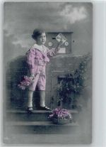 Kind mit einem Brief - ca 1920 AK Briefkasten