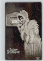 Neujahr - Foto 1922 AK Pelzstola - Serie 35021-5 Briefkasten