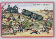 Nr. 264 AK Schwäbische Eisenbahn - Humor - Böttcher, H. Künstlerkarte