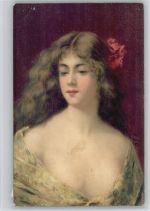 Litho 1910 AK schöne Frau Jugendstil Asti, A. Künstlerkarte