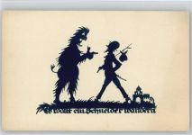Scherenschnitt - Es wollt ein Schneider wandern - Teufel - sign Schwindt Schwindt, A. Künstlerkarte