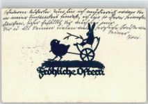 Scherenschnitt - Ostern - Hase im Ei als Wagen - 1940 AK sign Schwindt Schwindt, A. Künstlerkarte
