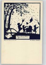 Regenschirm - Aprilwetter - Sachse-Schubert, M. Künstlerkarte