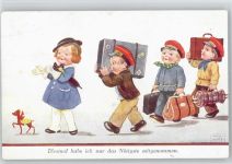 Kinder mit Gepäck - Golfausrüstung - Wills, J. Künstlerkarte
